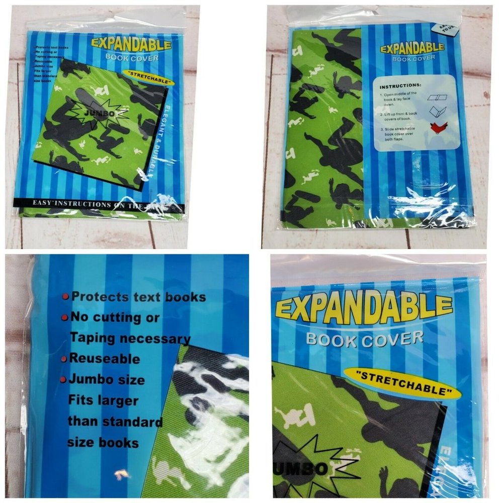 Expandable Jumbo Book Cover Green/black